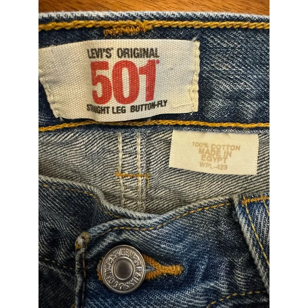 Levi's 501 Original Jeans Men's 34x29 Straight Leg Button Fly Blue Denim